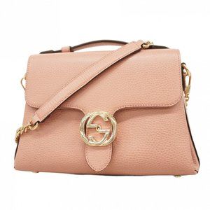 Gucci Interlocking G Shoulder Bag 510302 Leather Pink Champagne Women's